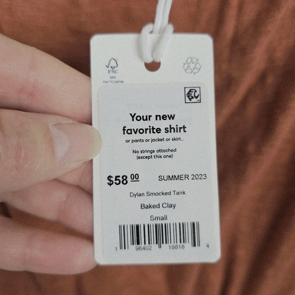 NWT Marine Layer Dylan Smocked Sleeveless Tank Tank in Baked Clay - Picture 5 of 8